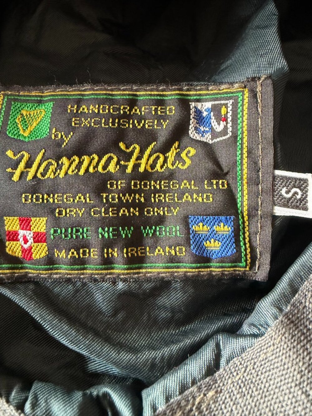 Vintage Hanna Hats Donegal Ireland tweed wool newsboy cap size S